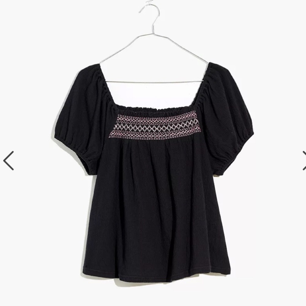 Madewell Embroidered Square-Neck Top